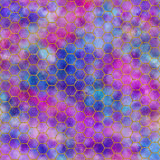 Gold Hexagons on Watercolor 12x12 Patterned Vinyl Sheet