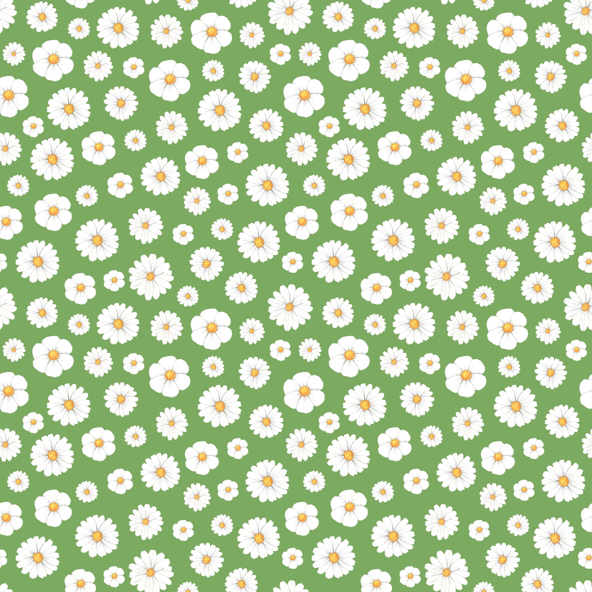 White & Green Daisies 12x12 Patterned Vinyl Sheet