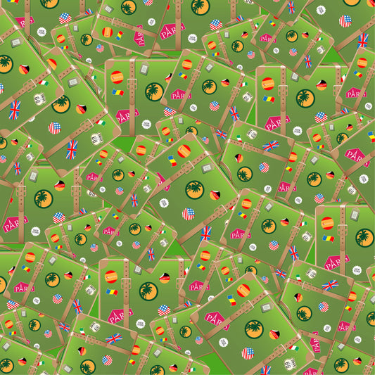 Green Suitcases 12x12 Patterned Vinyl Sheet