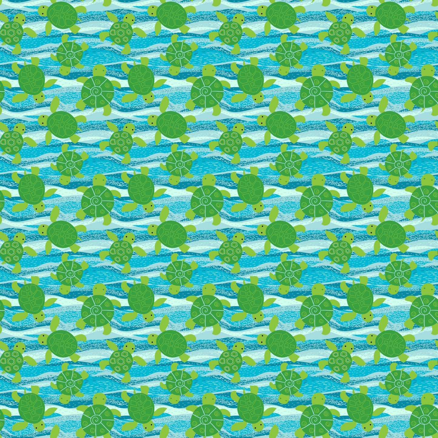 Green Turtles & Waves 12x12 Patterned Vinyl Sheet