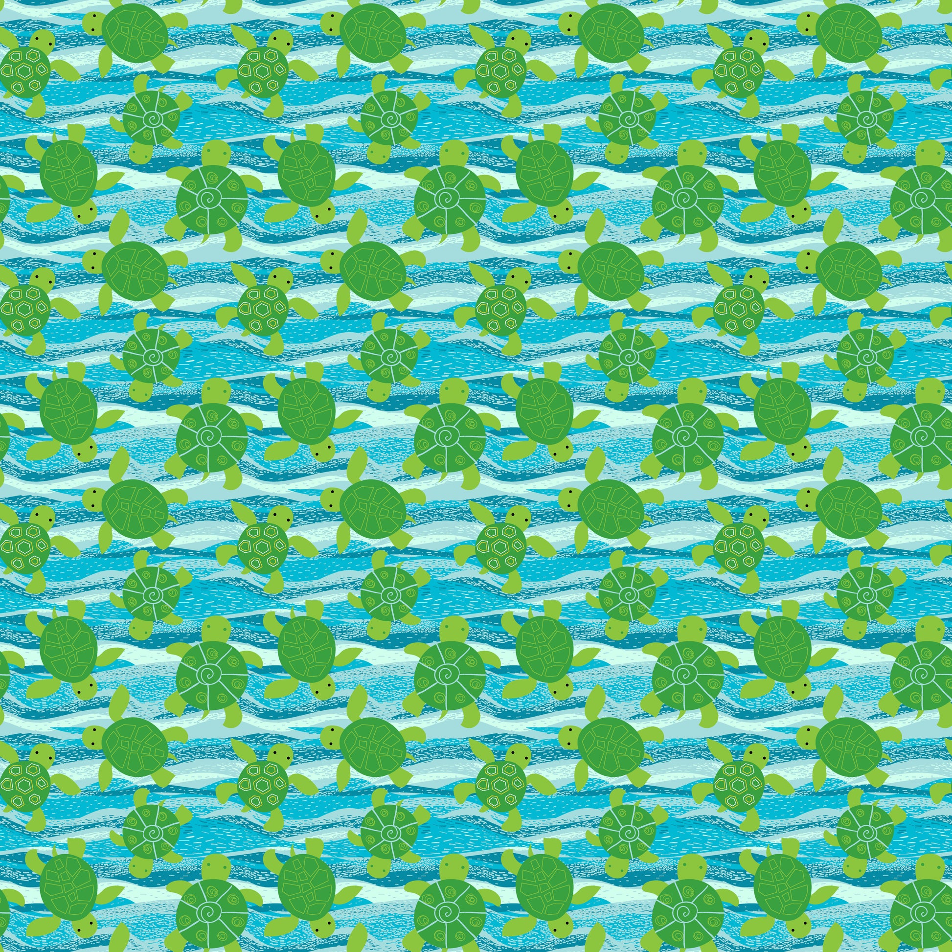 Green Turtles & Waves 12x12 Patterned Vinyl Sheet