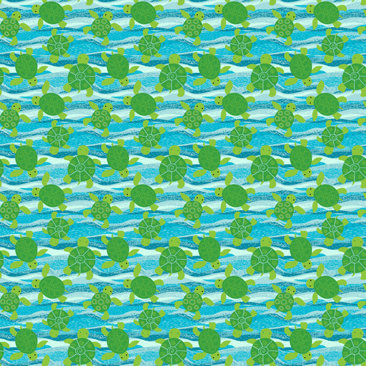 Green Turtles & Waves 12x12 Patterned Vinyl Sheet