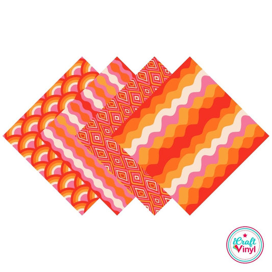 Groovy Pink & Orange Patterned HTV Pack
