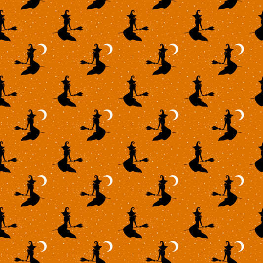 Broom Riding Witch 12x12 Patterned Vinyl Sheet