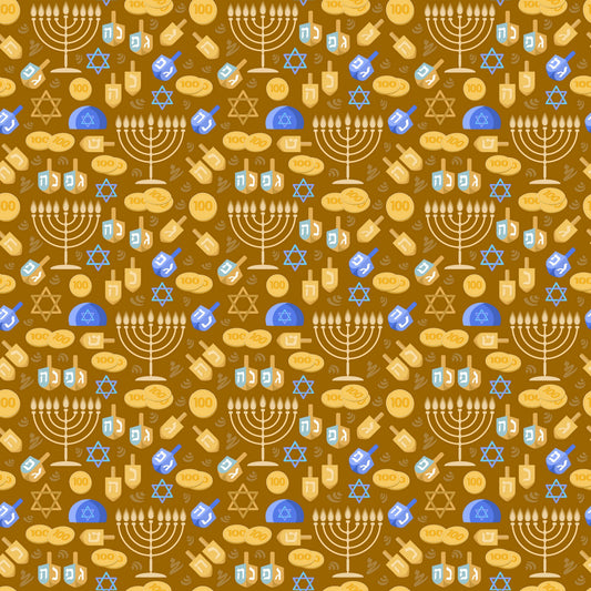 Hanukkah Essentials Brown 12x12 Patterned Vinyl Sheet