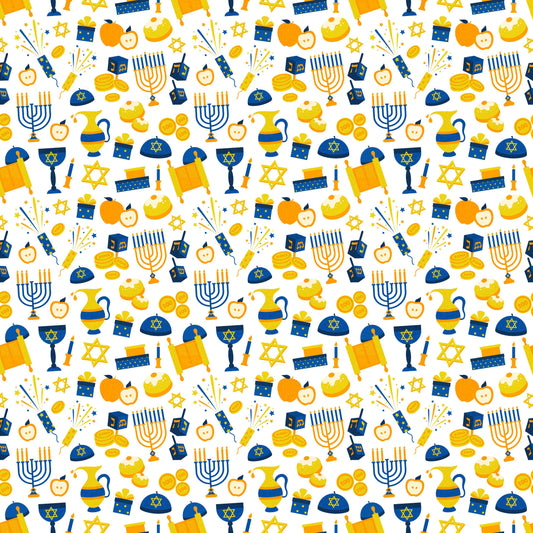 Hanukkah Essentials White 12x12 Patterned Vinyl Sheet