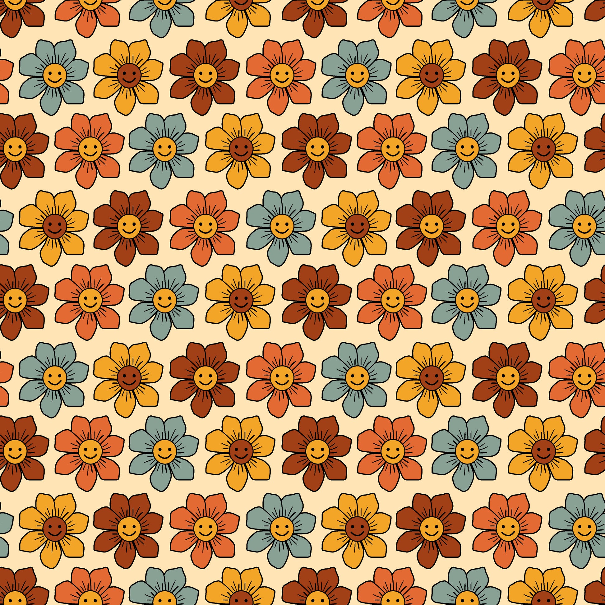 Happy Boho Flowers 12x12 Patterned Vinyl Sheet
