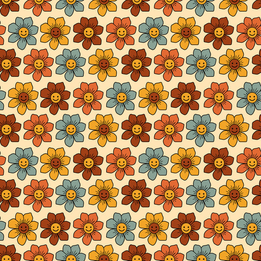 Happy Boho Flowers 12x12 Patterned Vinyl Sheet