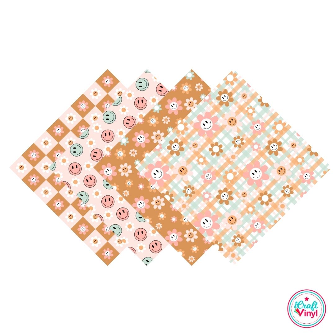 Happy Faces & Daisies Patterned Vinyl Pack