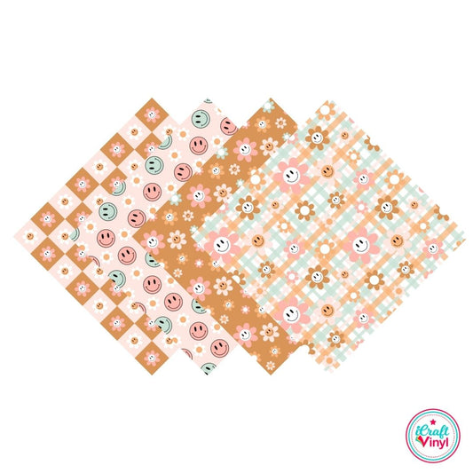 Happy Faces & Daisies Patterned Vinyl Pack
