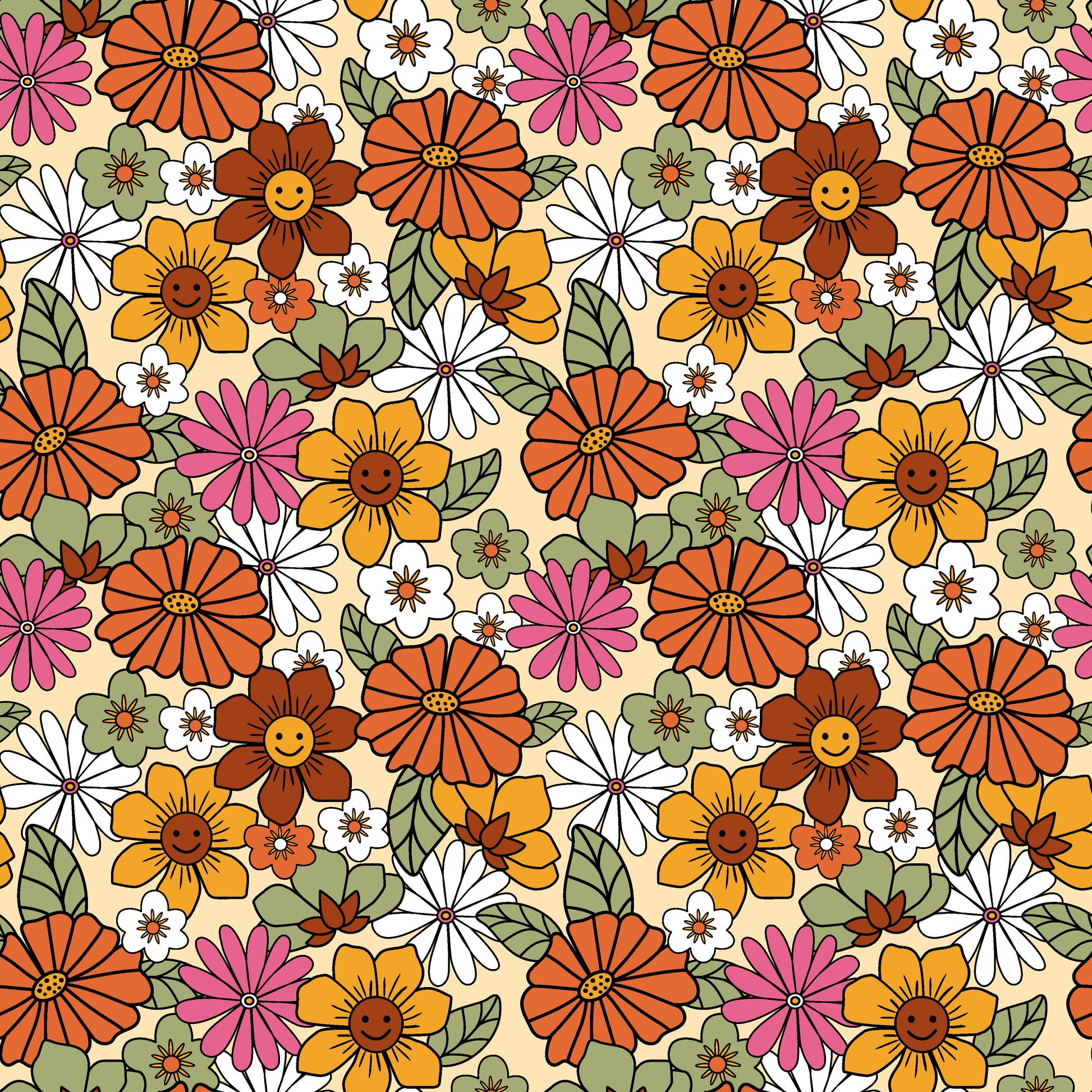 Happy Field of Flowers 12x12 Patterned Vinyl Sheet