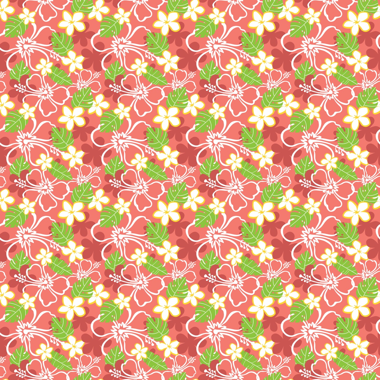 Hawaiian Flowers & Palms 12x12 Patterned Vinyl Sheet