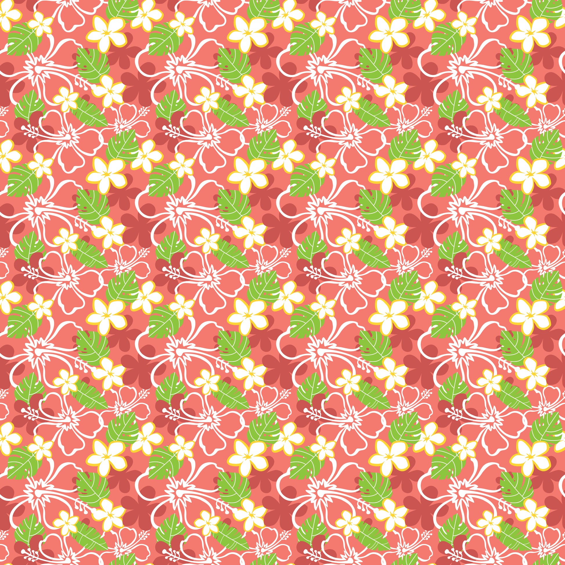 Hawaiian Flowers & Palms 12x12 Patterned Vinyl Sheet