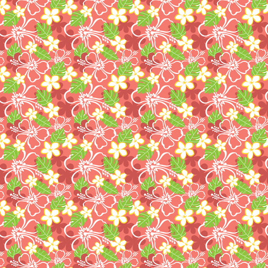 Hawaiian Flowers & Palms 12x12 Patterned Vinyl Sheet