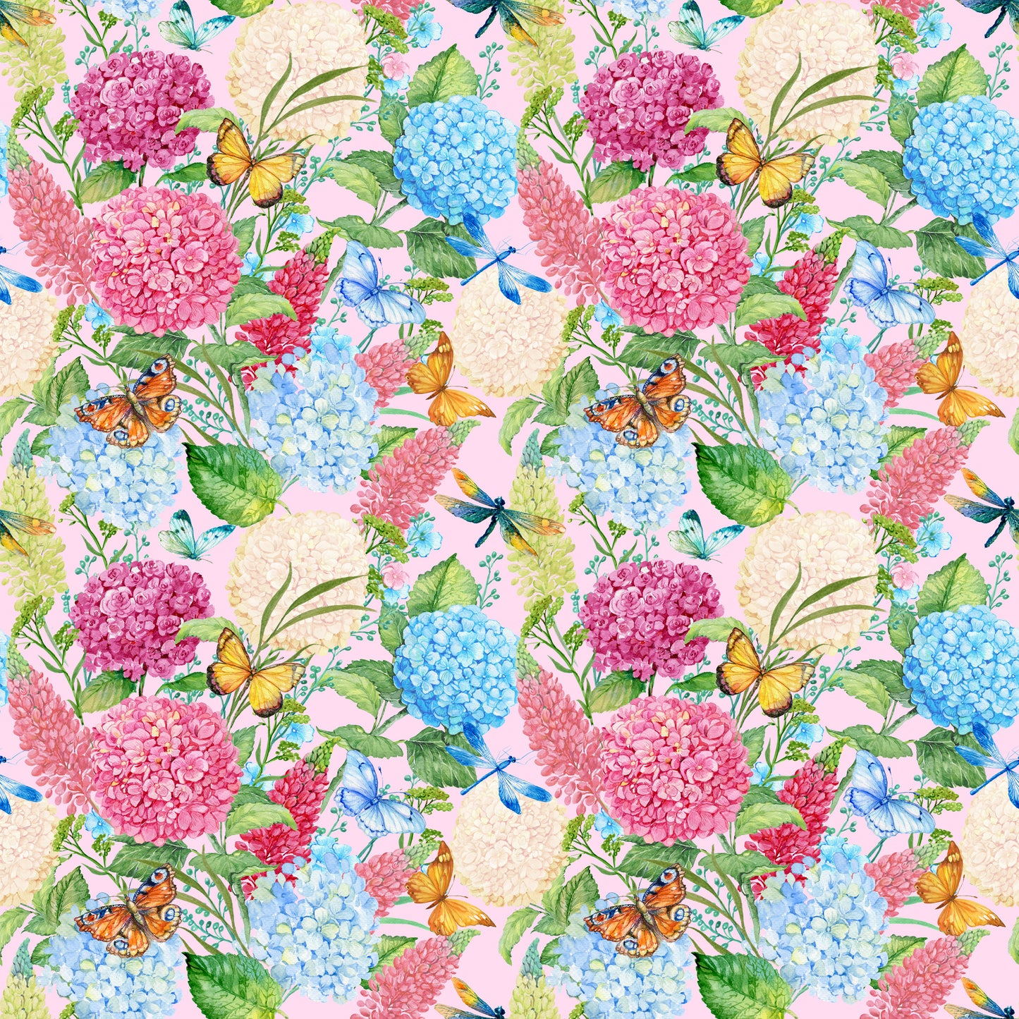 Hydrangeas & Butterflies 12x12 Patterned Vinyl Sheet