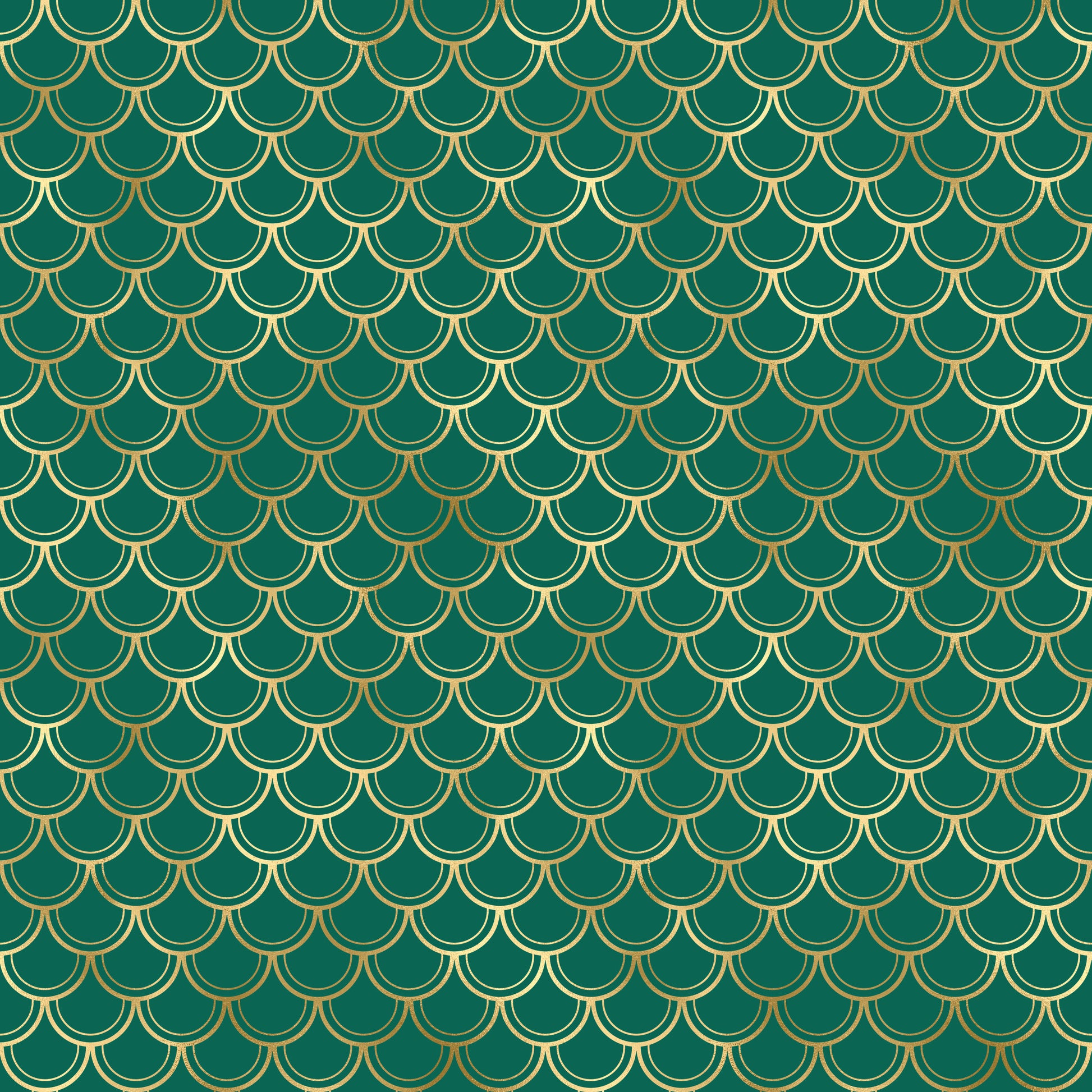 Emerald & Gold Mermaid Scales Patterned Vinyl Sheet