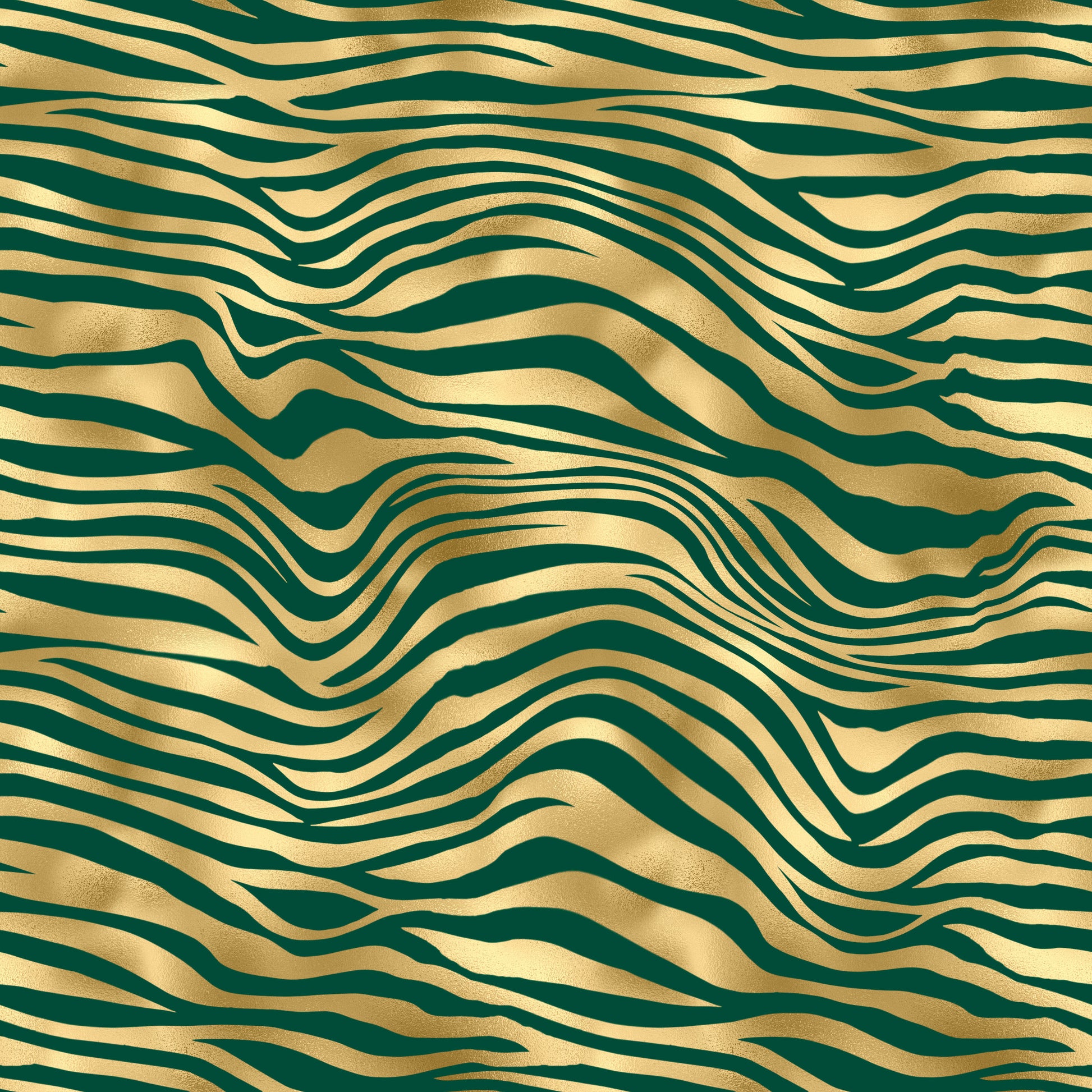 Emerald & Gold Zebra Stripes Patterned Vinyl Sheet