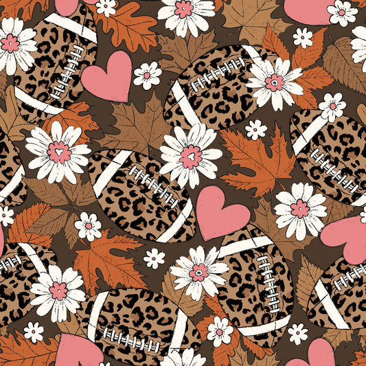 Leopard Print & Floral Footballs 12x12 Patterned Vinyl Sheet