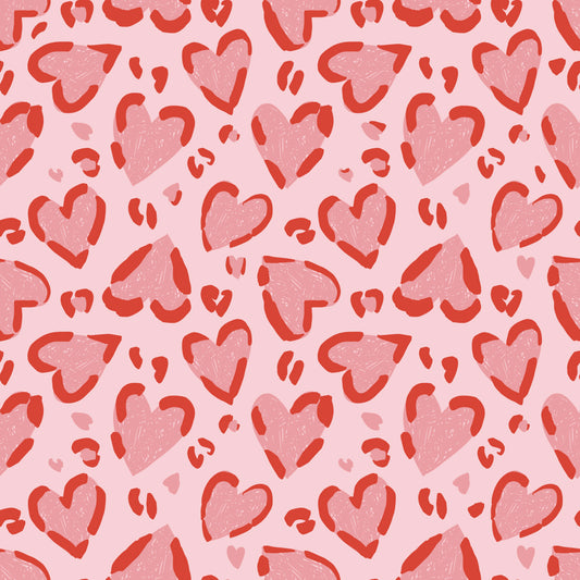 Leopard Print Pink Hearts 12x12 Patterned Vinyl Sheet