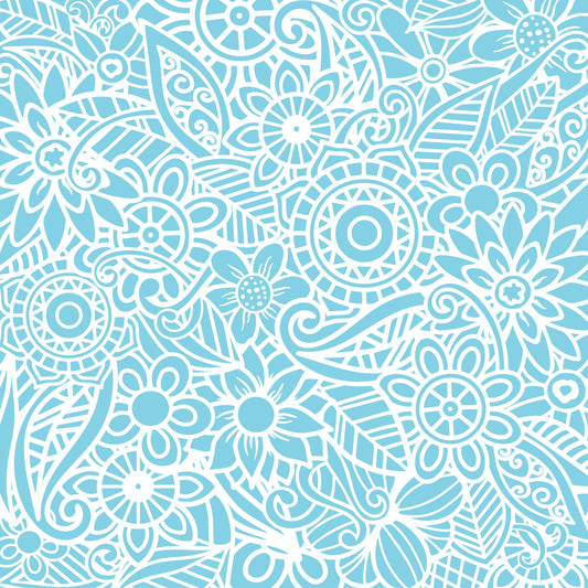Light Blue Floral Mandala 12x12 Patterned Vinyl Sheet