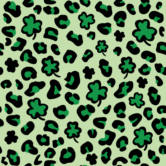 Light Green Leopard Print Shamrocks 12x12 Patterned Vinyl Sheet