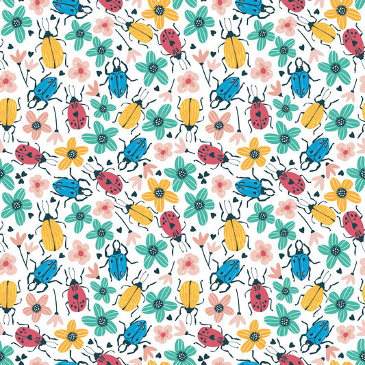 Love Bugs & Flowers 12x12 Patterned Vinyl Sheet