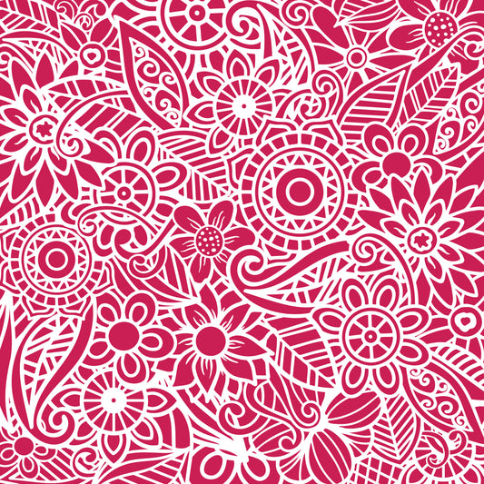 Magenta Floral Mandala 12x12 Patterned Vinyl Sheet