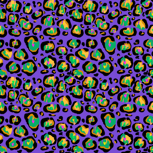 Mardi Gras Leopard Print 12x12 Patterned Vinyl Sheet
