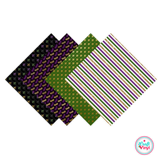 Mardi Gras Patterned HTV Pack