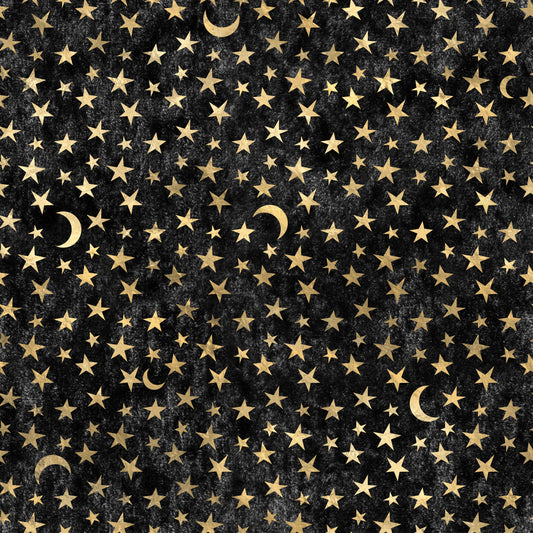 Moon & Stars Black Patterned Vinyl Sheet