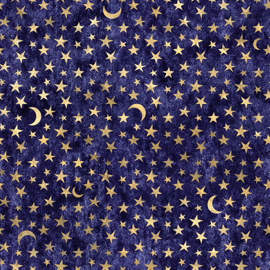Moon & Stars Navy Blue 12x12 Patterned Vinyl Sheet