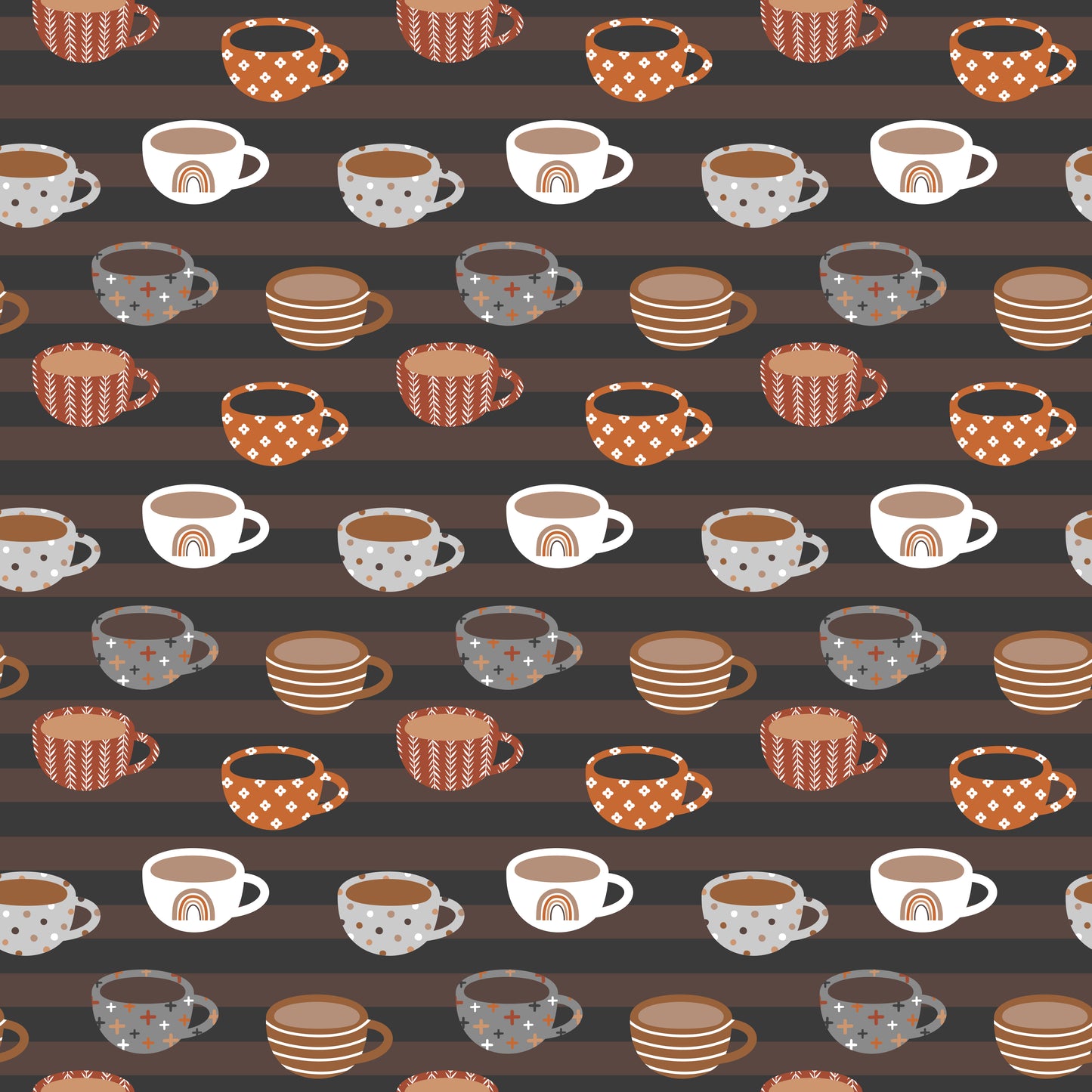 Morning Coffee Mugs 12x12 Patterned Vinyl Sheet