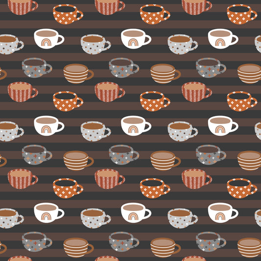 Morning Coffee Mugs 12x12 Patterned Vinyl Sheet