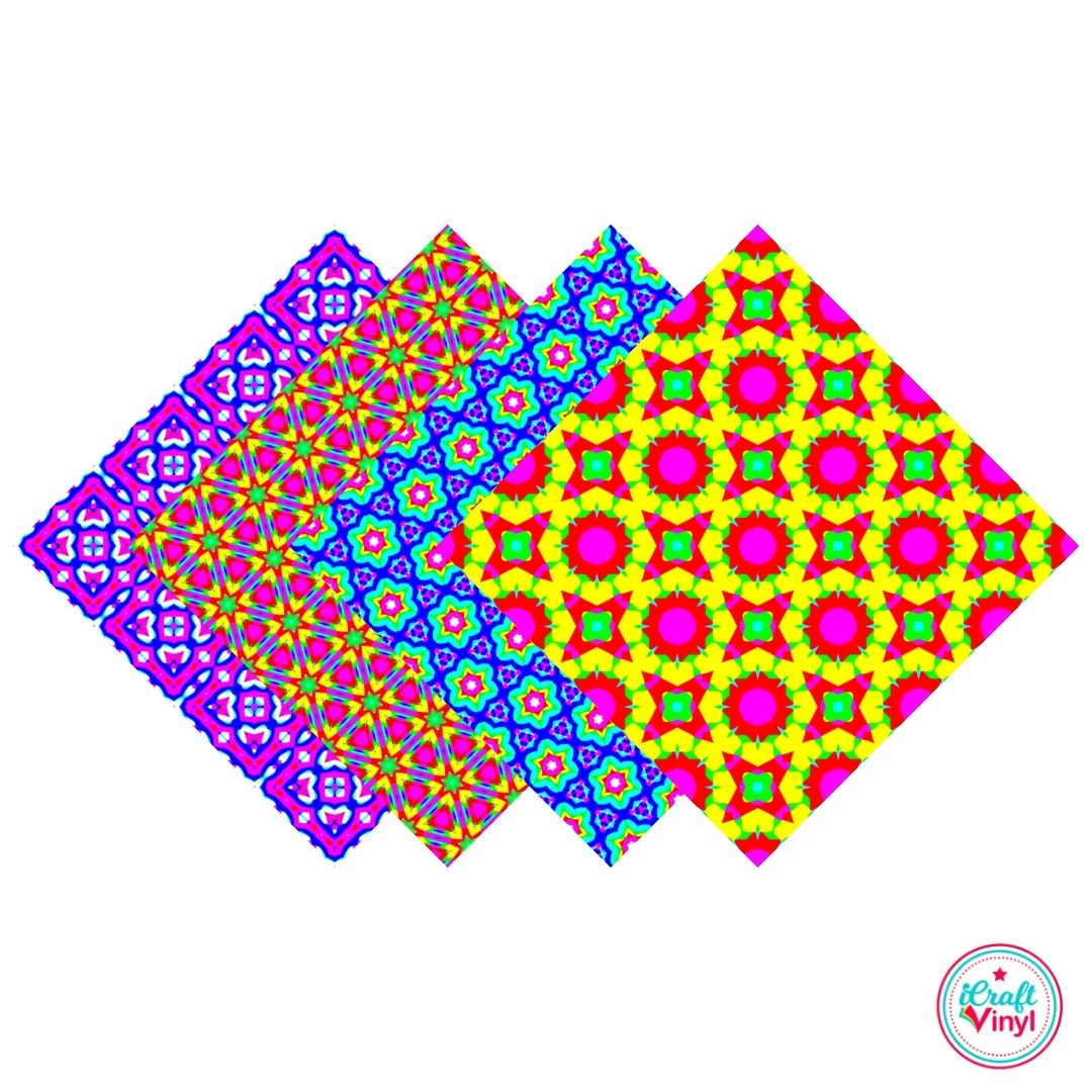Neon Kaleidoscope Patterned Vinyl Pack
