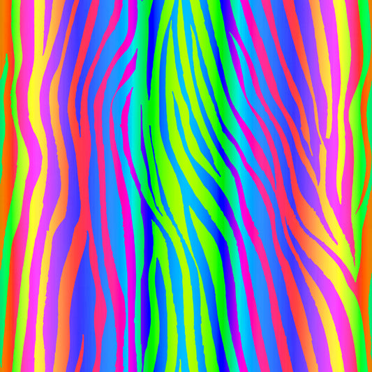 Neon Rainbow Zebra Stripes 12x12 Patterned Vinyl Sheet
