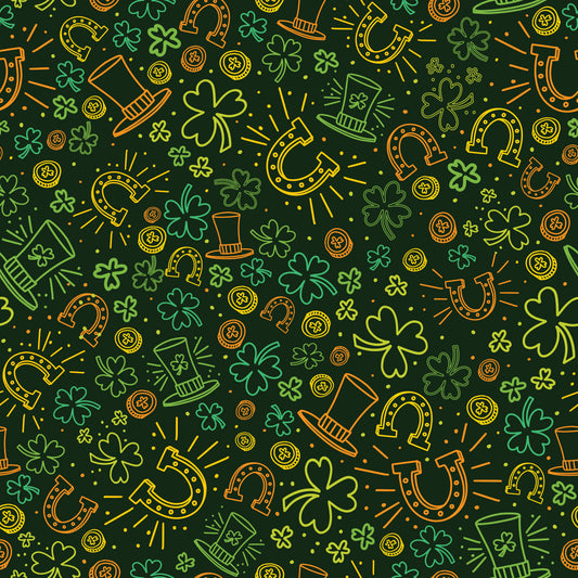 Neon St. Patrick's Day Elements 12x12 Patterned Vinyl Sheet