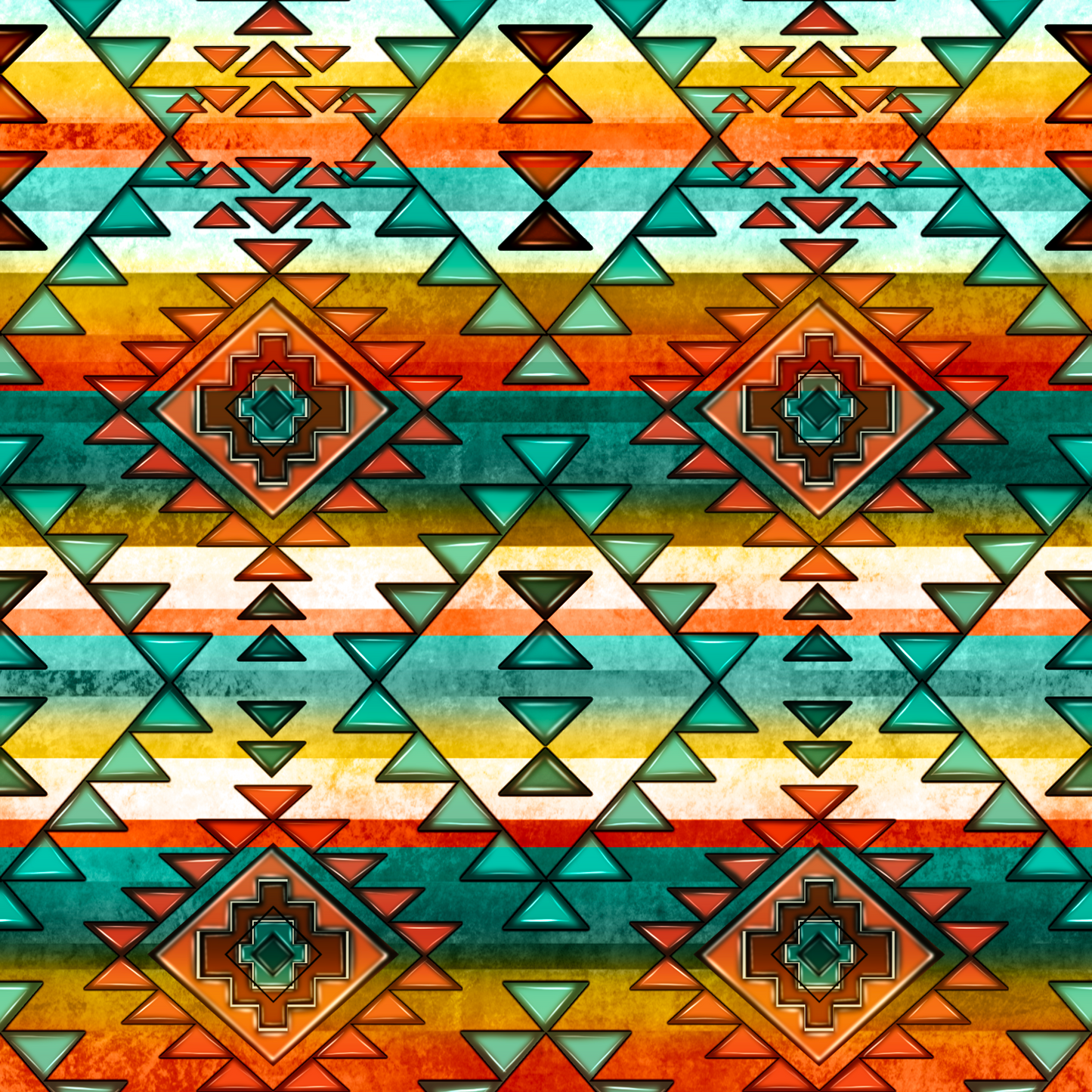 Orange & Blue Aztec 12x12 Patterned Vinyl Sheet