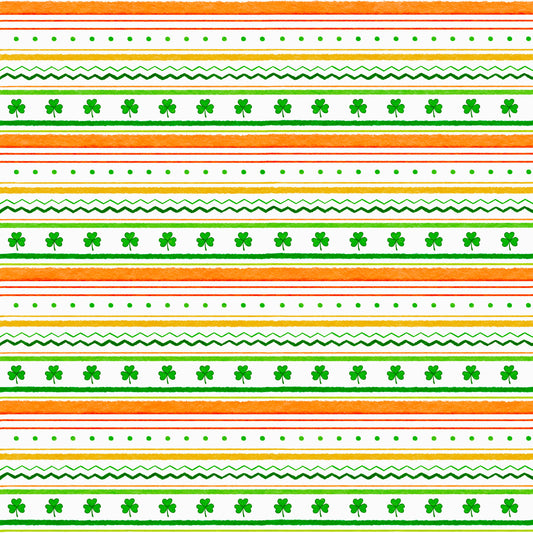 Orange & Green Abstract Shamrock Stripes 12x12 Patterned Vinyl Sheet