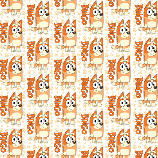 Orange Cartoon Dogs 12x12 Patterned Vinyl Sheet