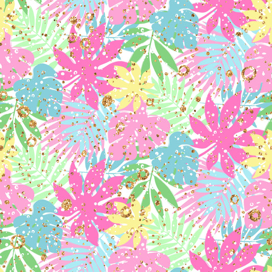 Pastel Jungle Plants 12x12 Patterned Vinyl Sheet