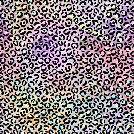 Pastel Rainbow Leopard Print 12x12 Patterned Vinyl Sheet