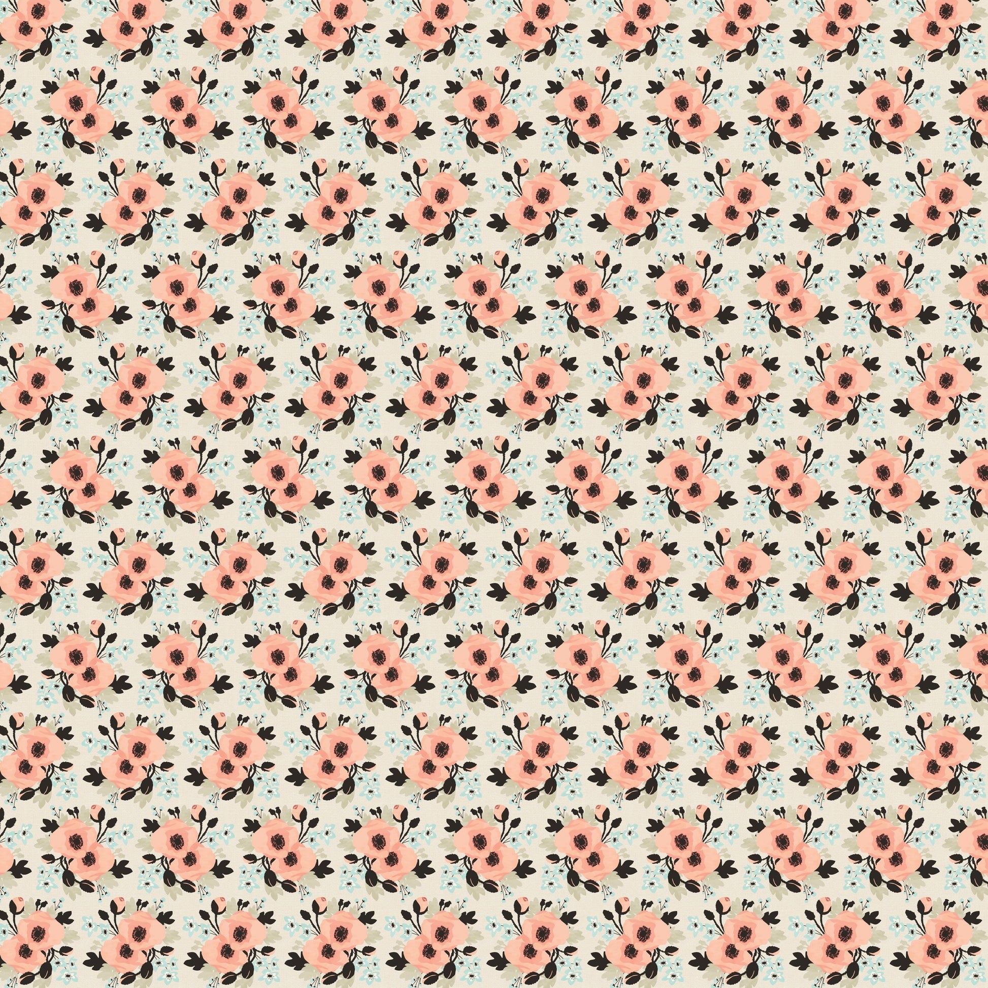 Peach Floral Bouquets 12x12 Patterned Vinyl Sheet