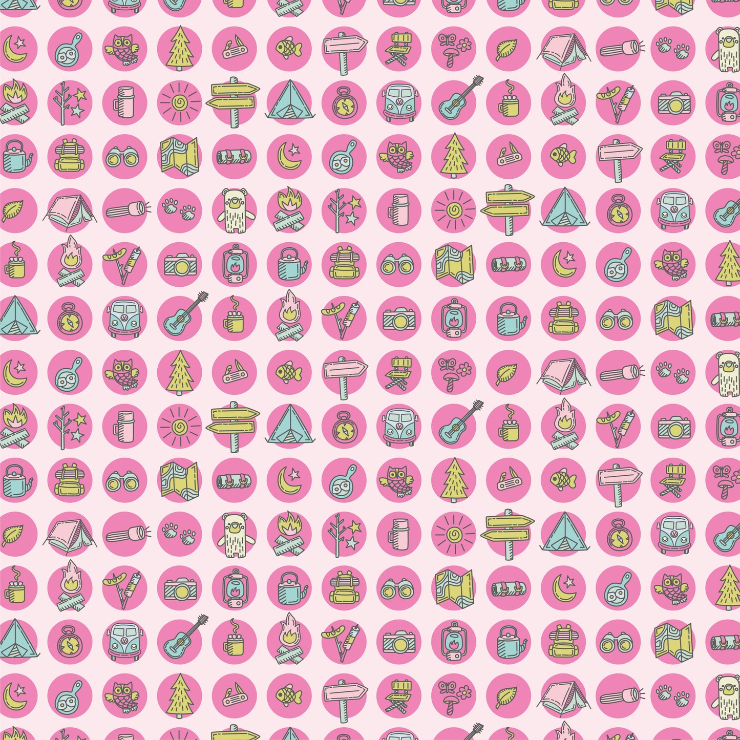 Pink Camping 12x12 Patterned Vinyl Sheet