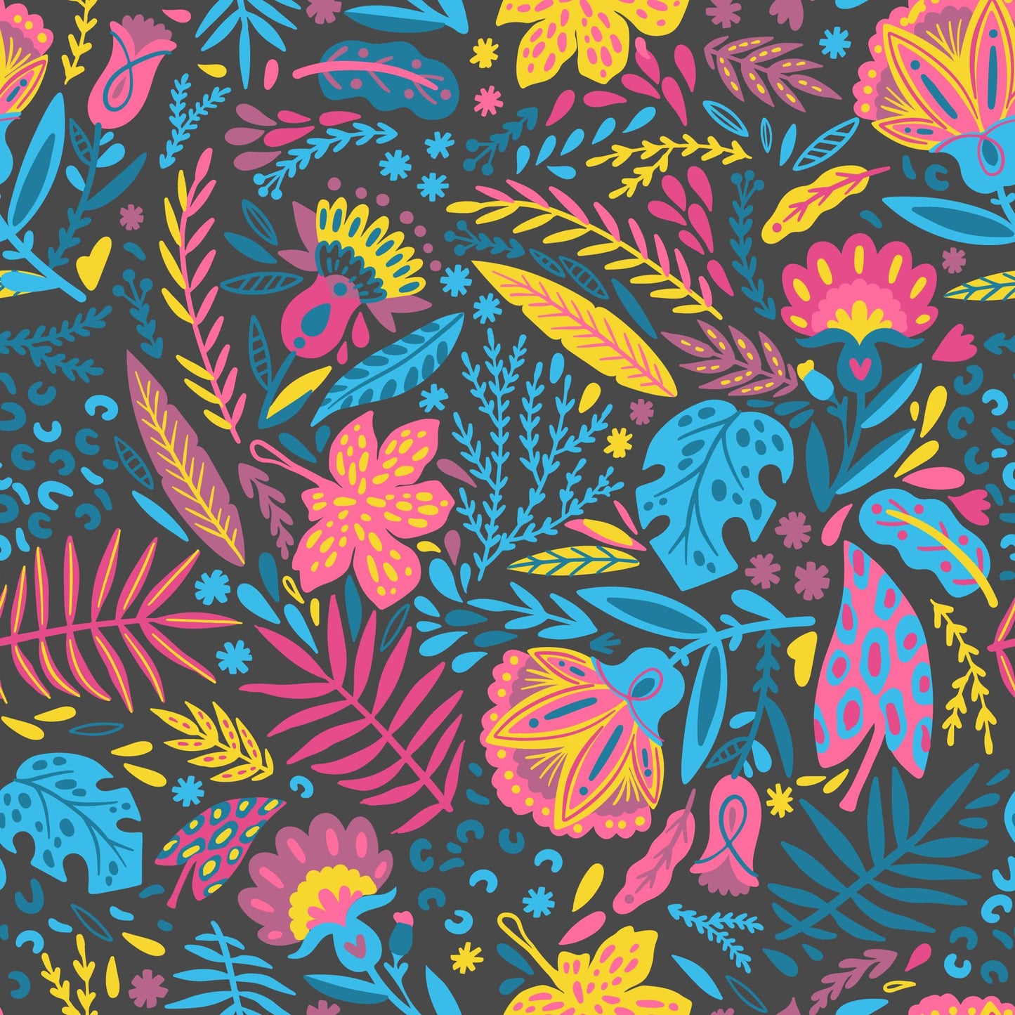 Pink, Blue & Yellow Florals 12x12 Patterned Vinyl Sheet