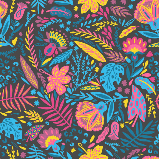 Pink, Blue & Yellow Florals 12x12 Patterned Vinyl Sheet