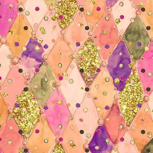 Pink & Orange Retro Carnival Diamonds 12x12 Patterned Vinyl Sheet