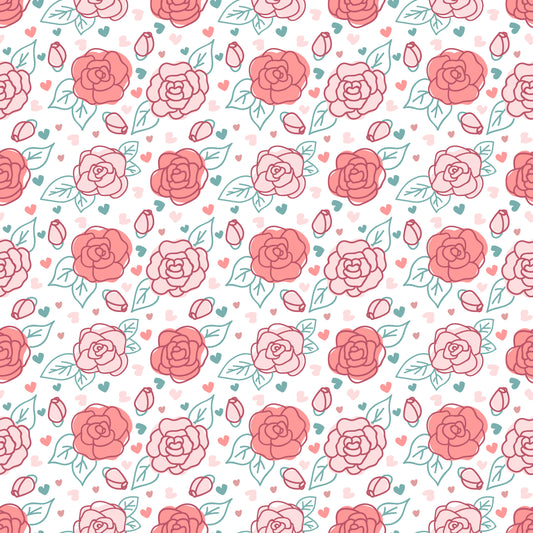Pink & Red Outline Roses 12x12 Patterned Vinyl Sheet