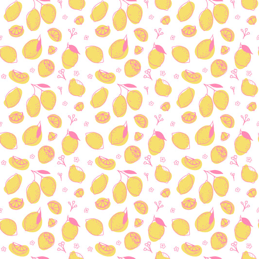 Pink & Yellow Lemons 12x12 Patterned Vinyl Sheet