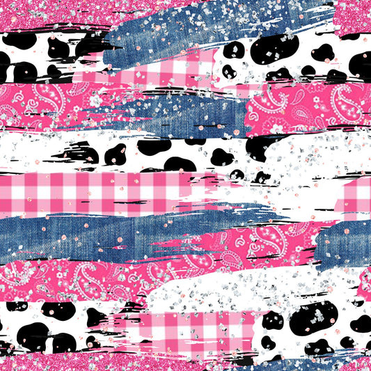 Pink Denim Cow Brush Strokes 12x12 Patterned Vinyl Sheet