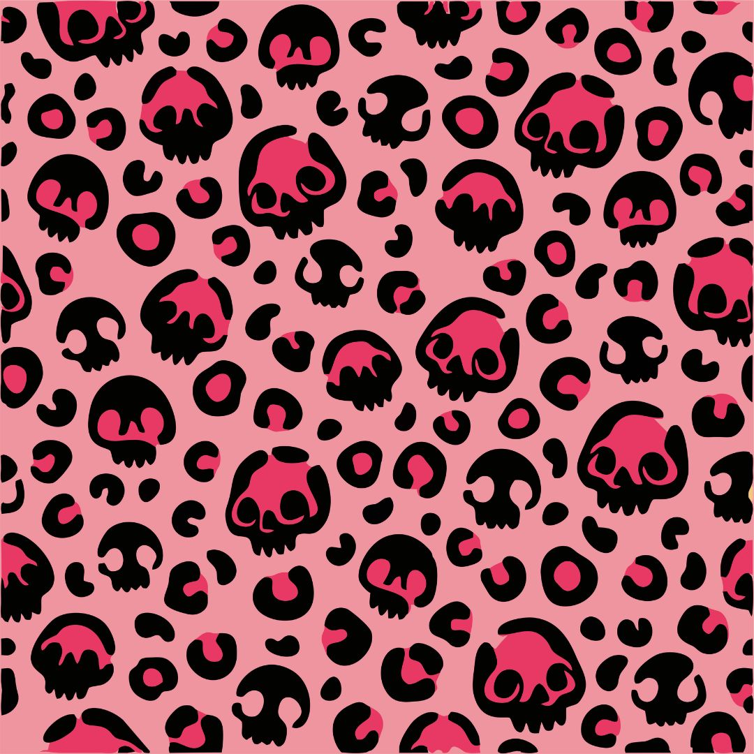 Pink Skull Leopard Print 12x12 Patterned Vinyl Sheet